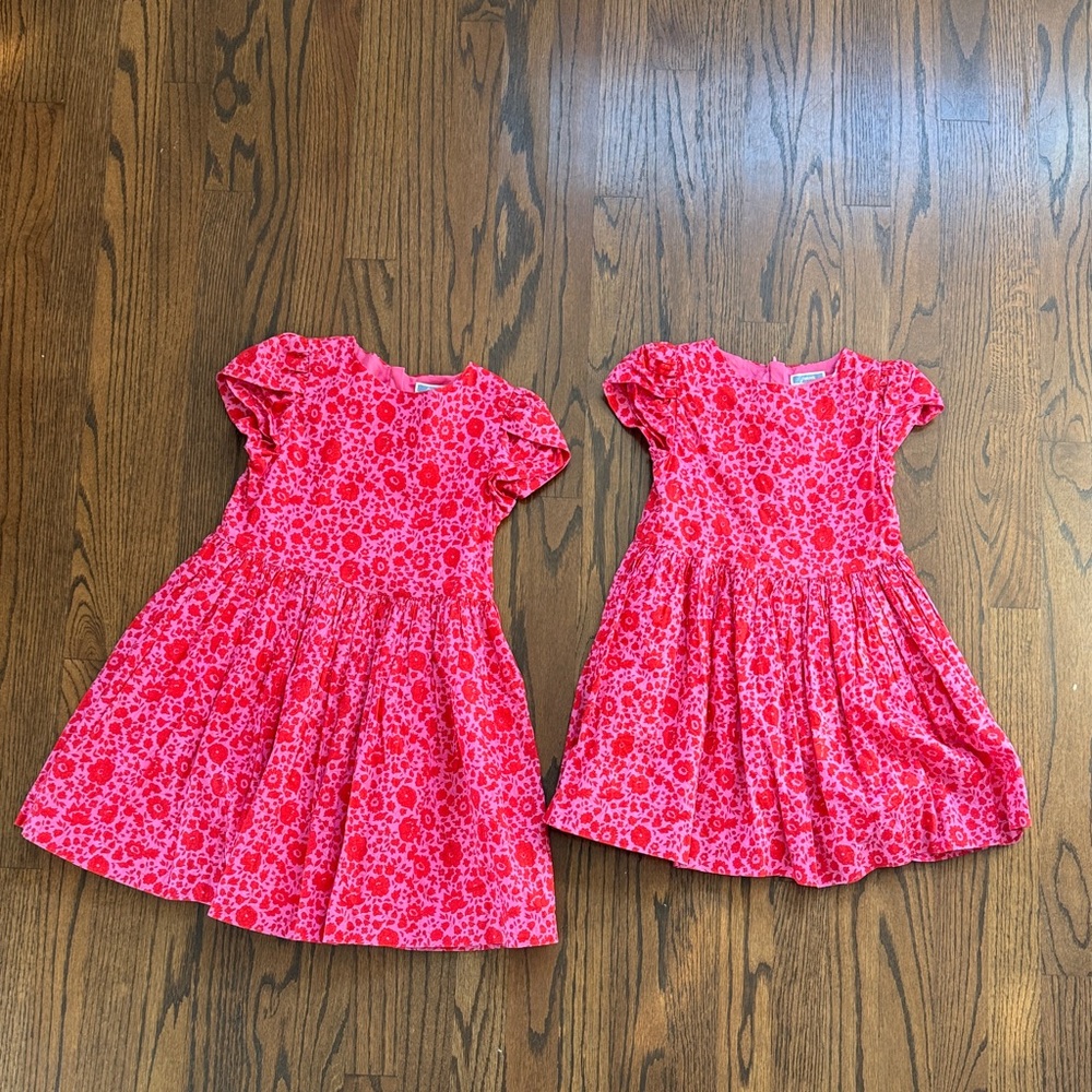 TWO Jacadi Paris Pink Floral Gathered Skirt Dresses
